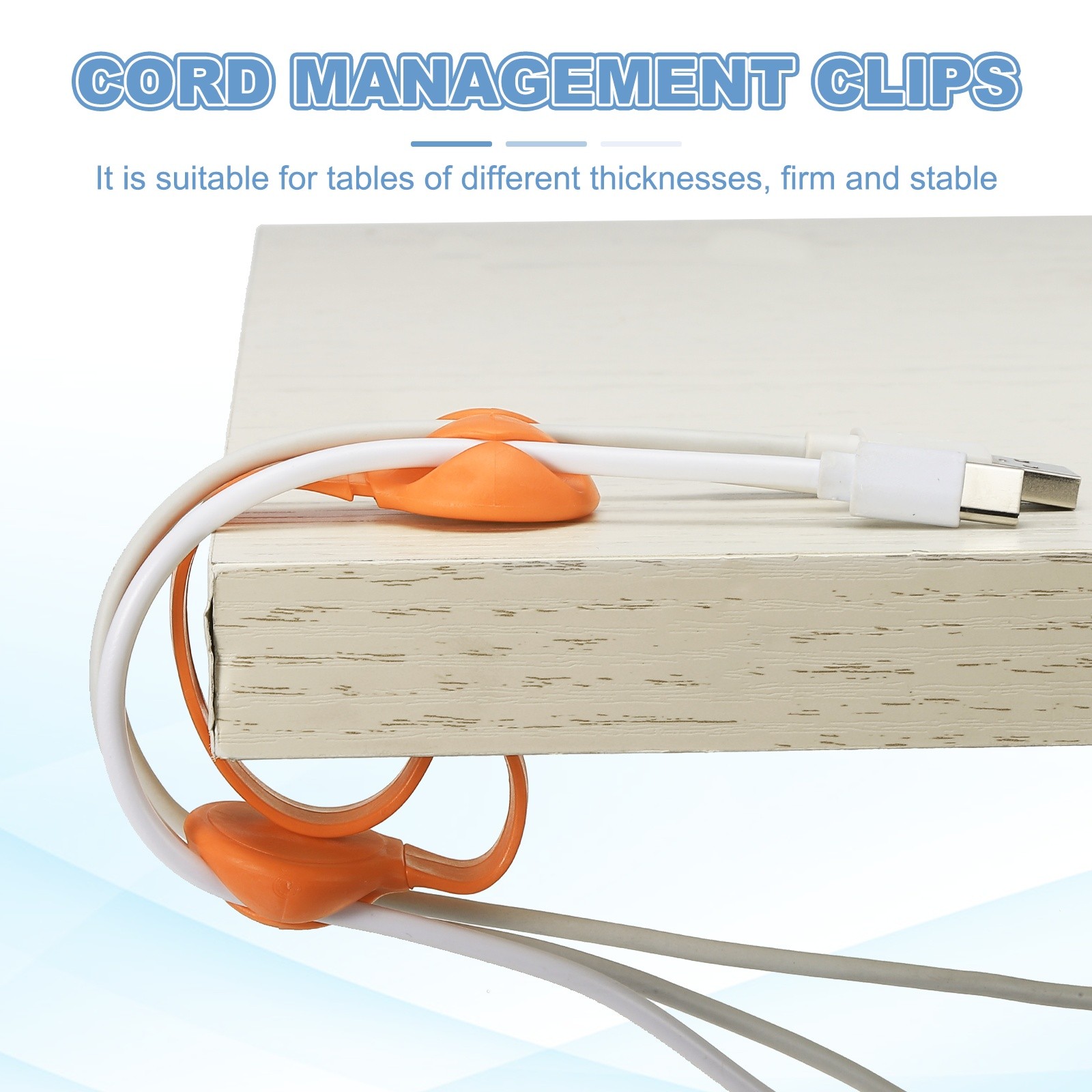 Cable Clips, 6 Pcs Desk Cord Organizer Wire Holders, Orange