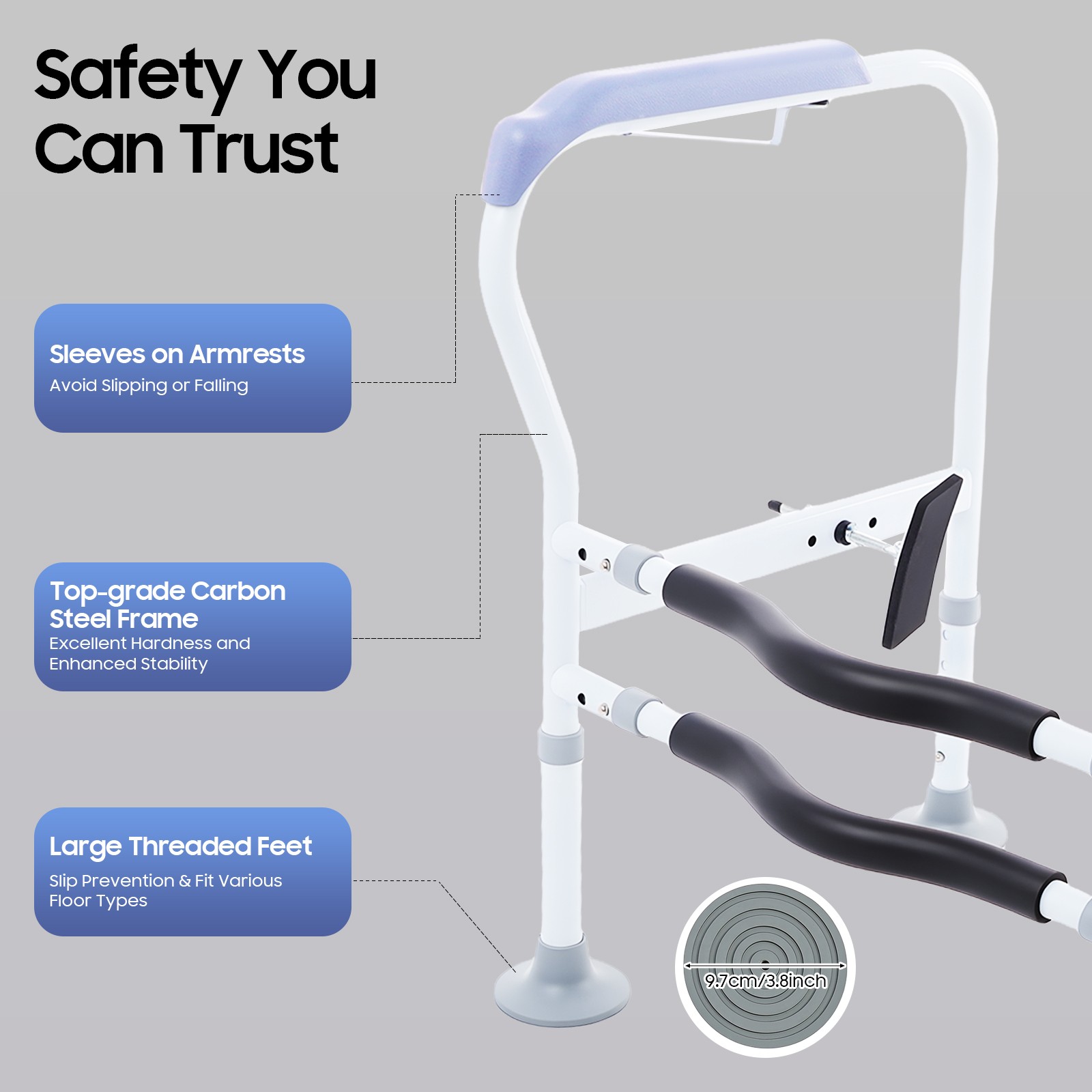 Toilet Safety Rails Toilet Handles for Elderly Handicap Toilet Frame Grab Bar