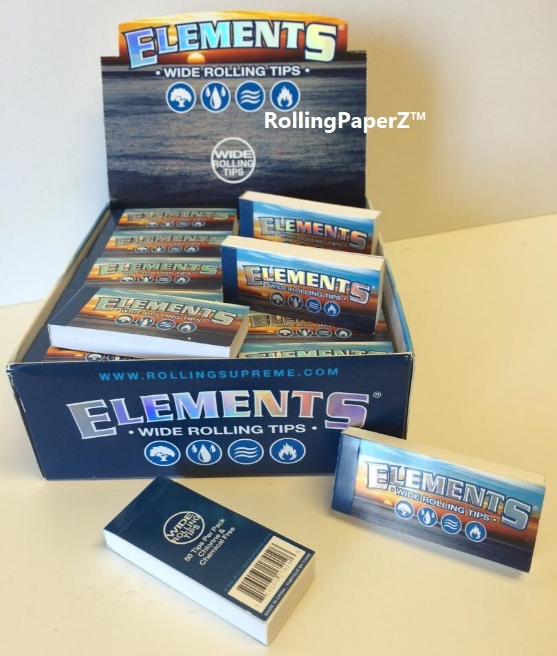 Elements WIDE ROLLING TIPS - Full Box - 50 PACKS/ 50 TIPS PER PACK/ 2500 TOTAL
