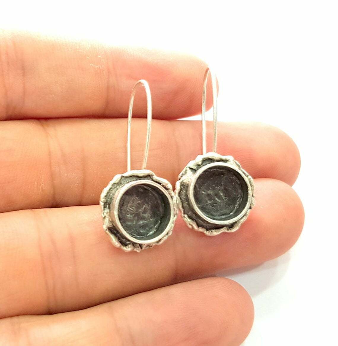 Earring Blank Base Settings Silver Resin Blank Cabochon Base (10mm blank) G25223
