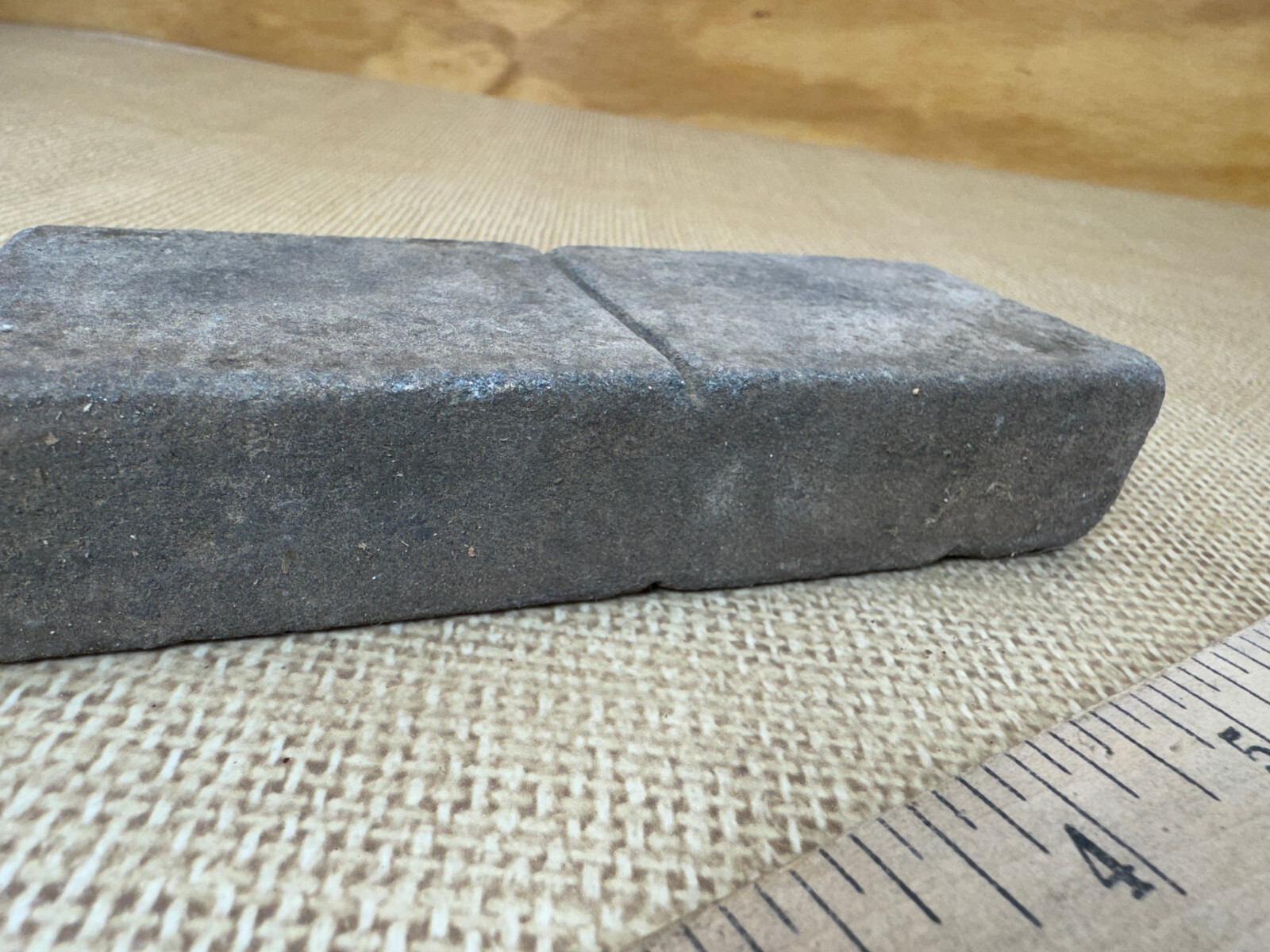 5.5"x2"x1" Sharpening Stone Vintage Used Grey Divided