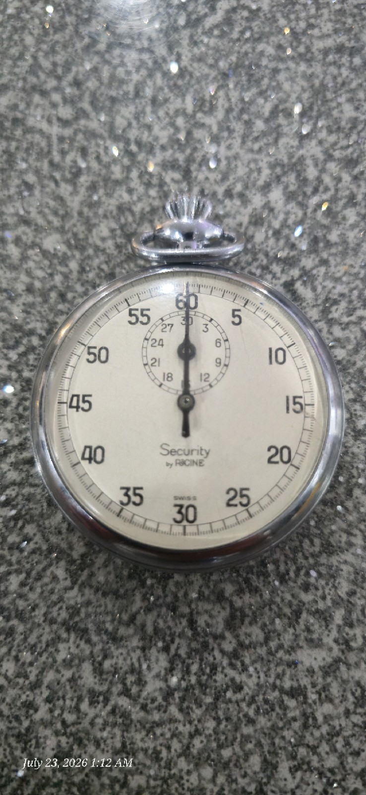 Antique Swiss Made Security Mechanical Manual Winding Stopwatch