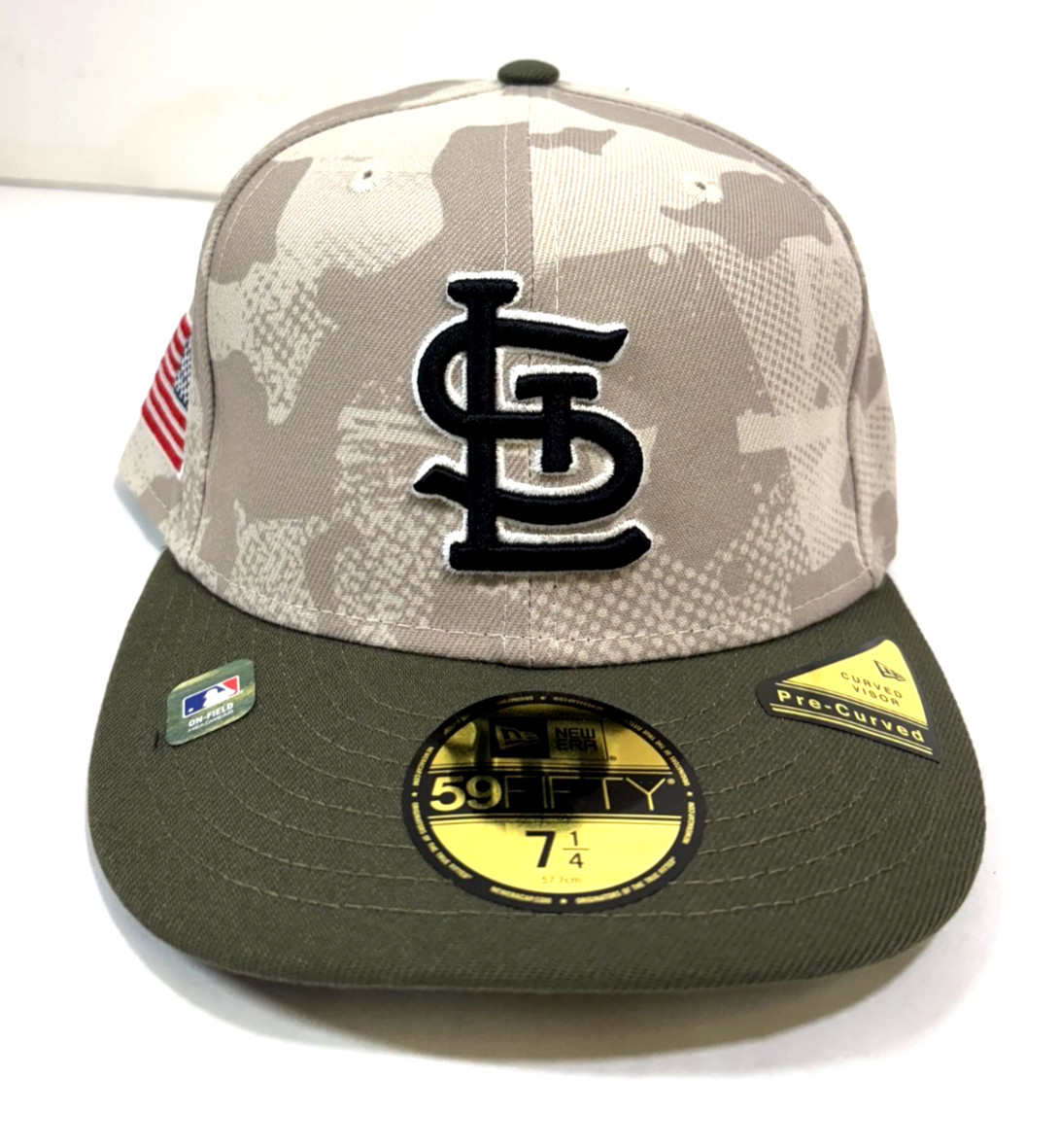 St. Louis Cardinals MLB NE 2025 Armed Forces Day Fitted Hat~Beige/Olive