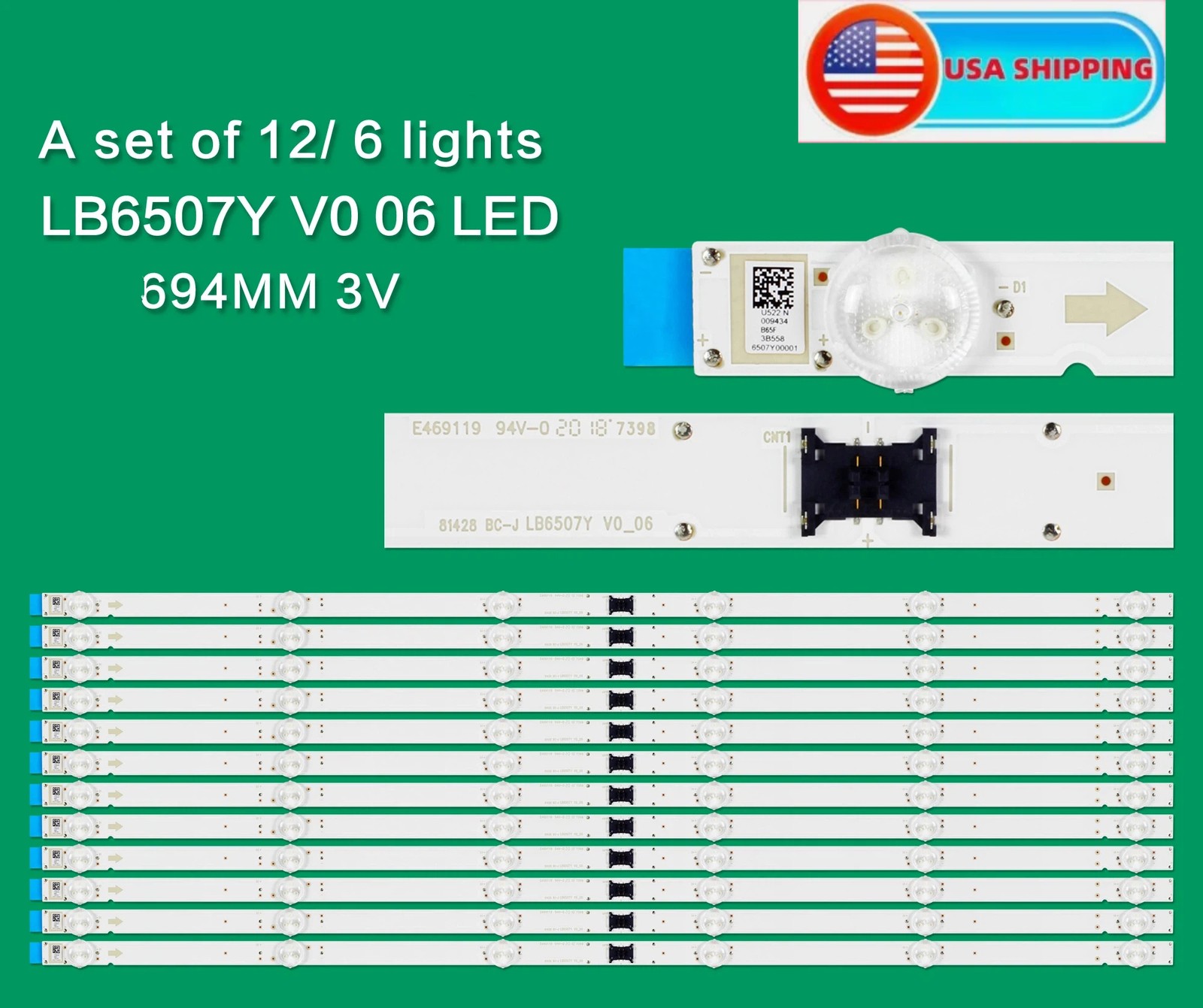 LED Strips(12) For Sony LM41-01057A KD-65X80J KD-65X80K KD-65X80CK LB6508M V0 00