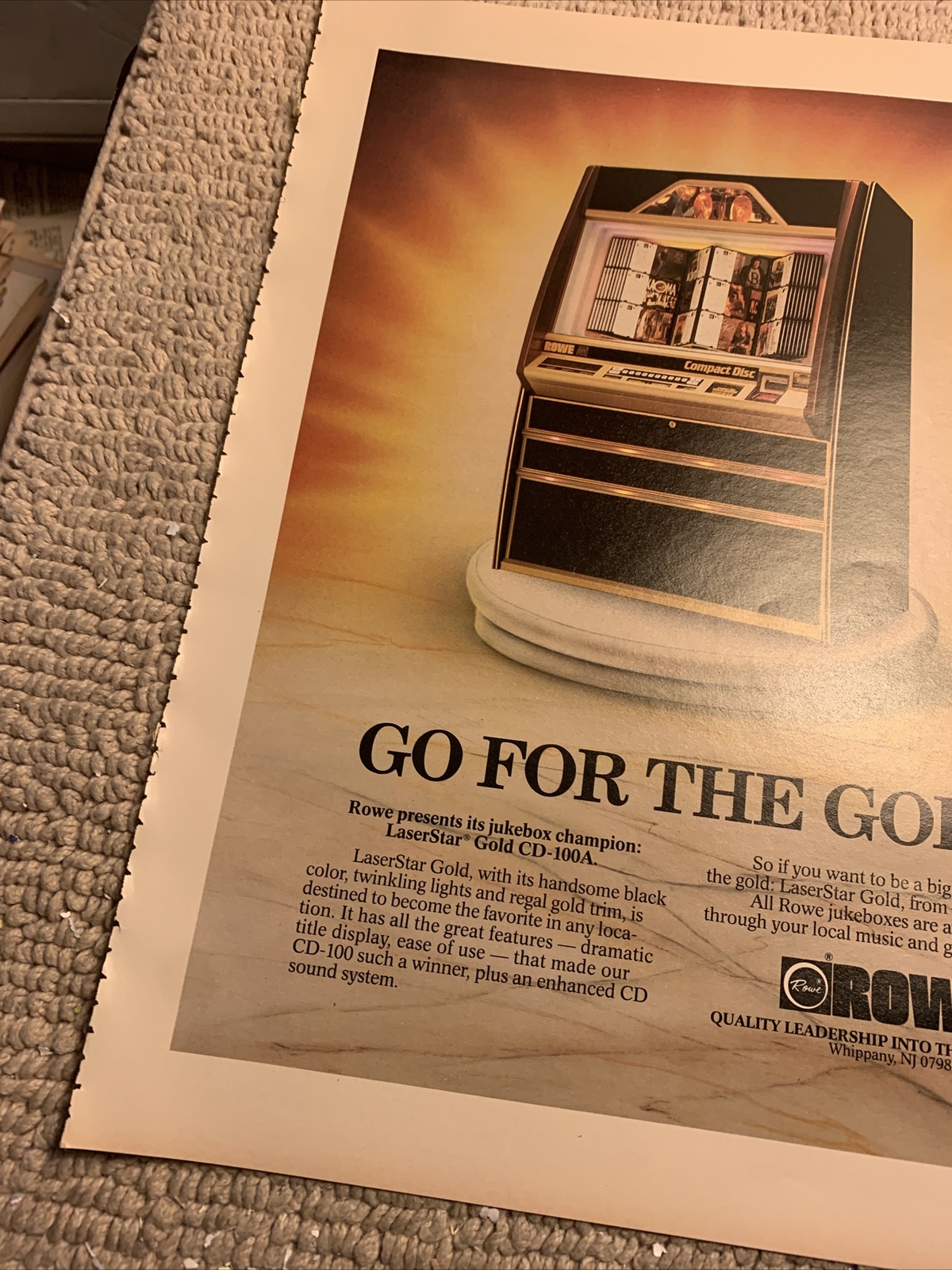 Giant 13-10 1/4” Rowe CD 100a Jukebox AD FLYER