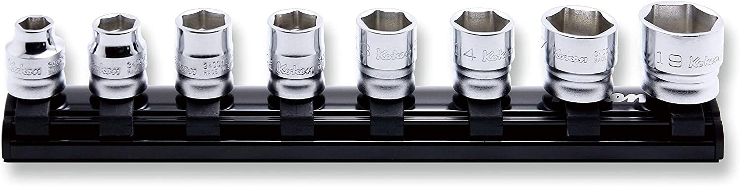 Koken Z-EAL 3/8 (9.5mm) SQ. 6 square socket rail set 8 Gumi RS3400MZ/8
