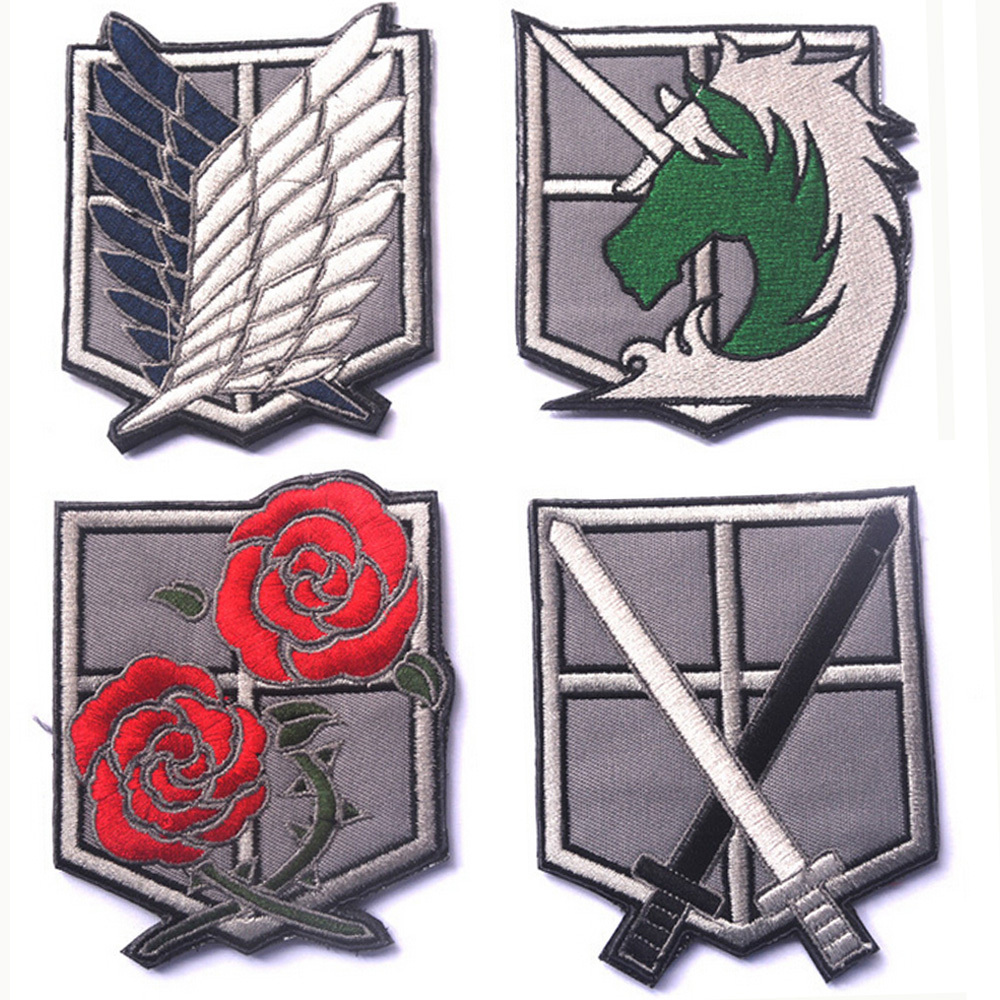 4 PCS Attack On Titan USA 3D TACTICAL MILITARIA Badge EMBROIDERED PATCHES