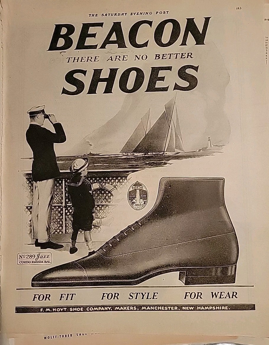 1920 Beacon Shoes No. 289 Jazz Sailor Boy Vintage Fashion ad