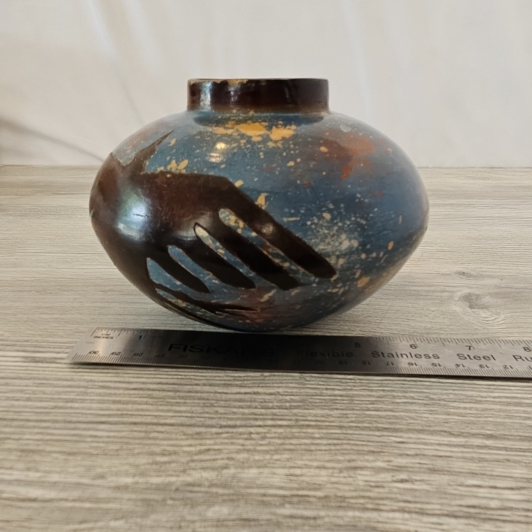 Vintage Peruvian Spider / Thunderbird Vase Signed "Jose Sosa 96"