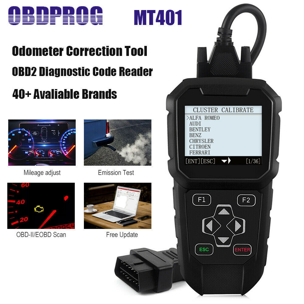 OBDPROG MT401 Odometer Correction Code Reader Mileage Adjustment OBD2 Scanner