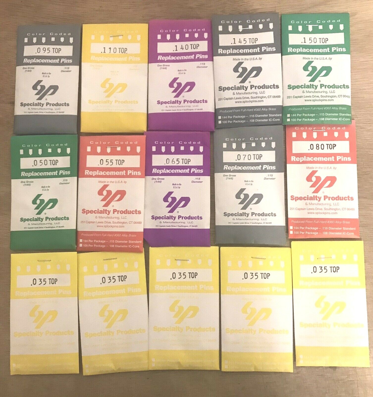 Top & Master Locksmith Lock Pins. 15 Packs with 144 Pins in Ea Pack Made in USA