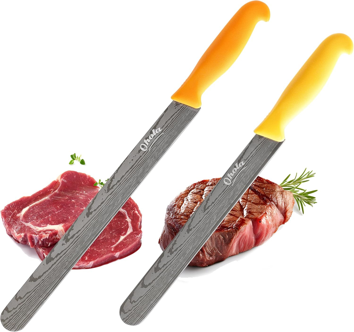 2PCS Brisket Knife, OHOLA 12 Inch & 10 Inch Carving Meat Knife,Premium Stainless