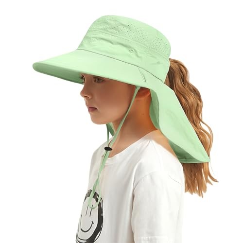 Kids Sun Hat Outdoor UPF 50+ Kids Hat for Boys Girls Bucket One Size Mint Green