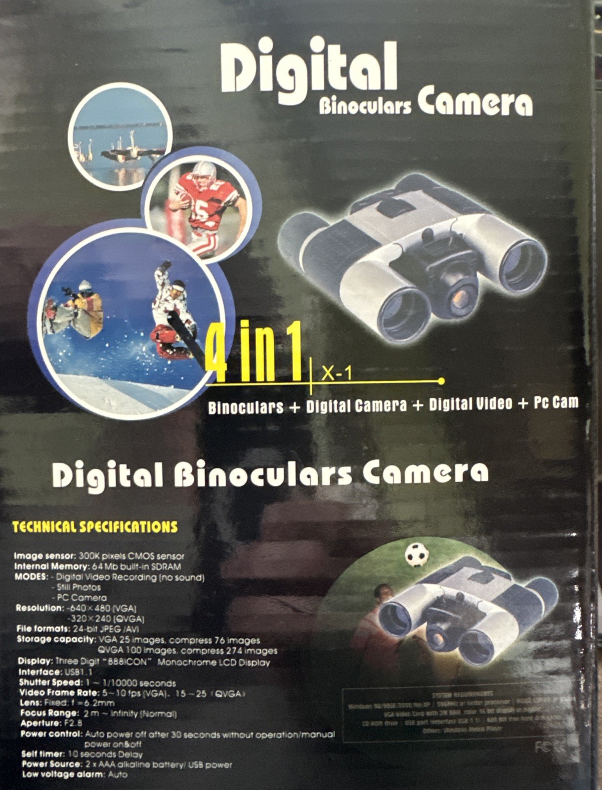 Digital Binoculars Camera 4-in-1 – Binoculars, Digital Camera, Video, PC Cam
