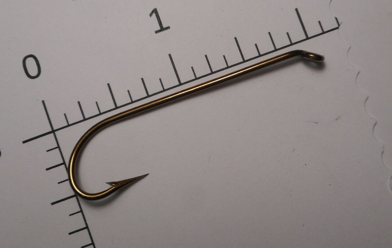 MUSTAD & SON #2 FLY TYING/ LONG BAIT Hooks Pacific Bass TD Ball Eye Bronzed 3498