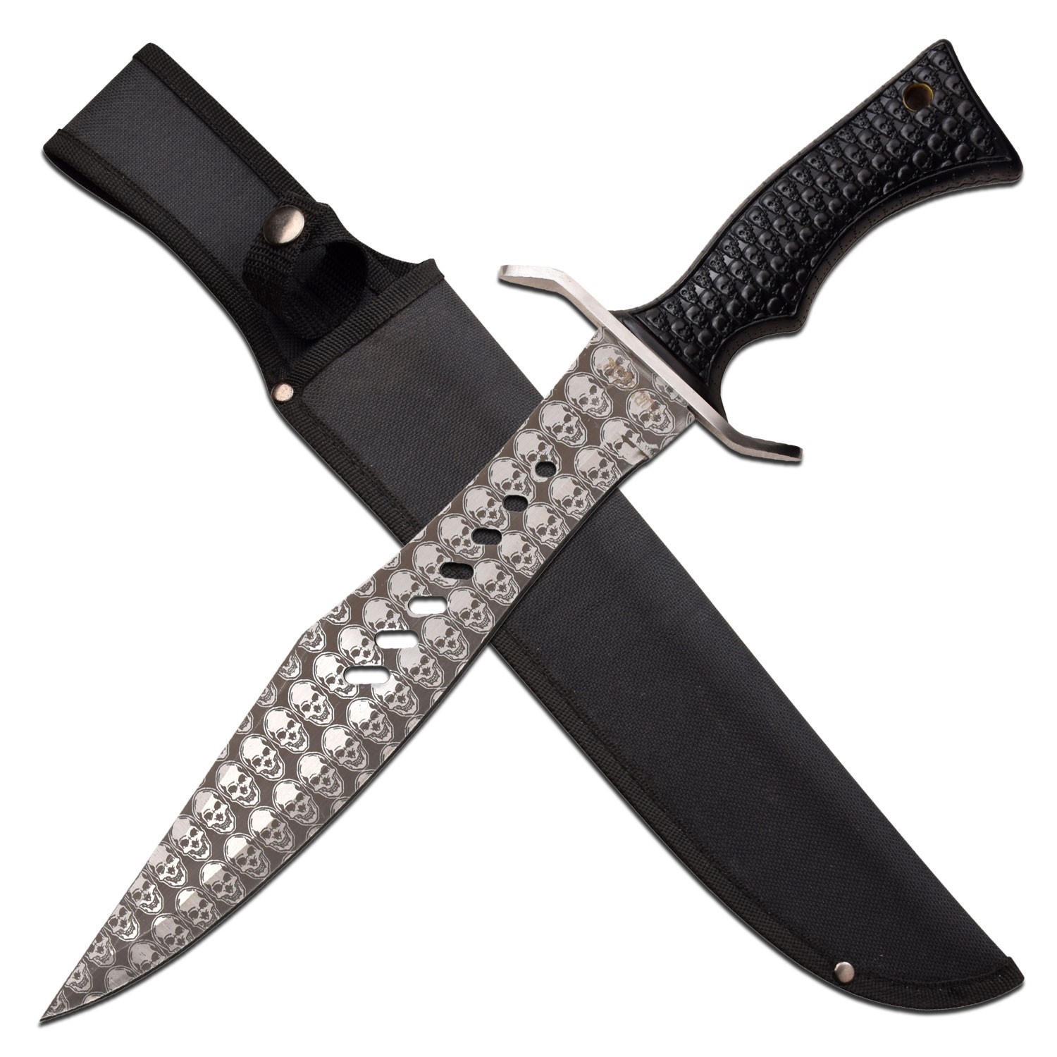 17.25" Survivor Fixed Blade Full Tang Knife w/Molded Rubber Handle and Sheath