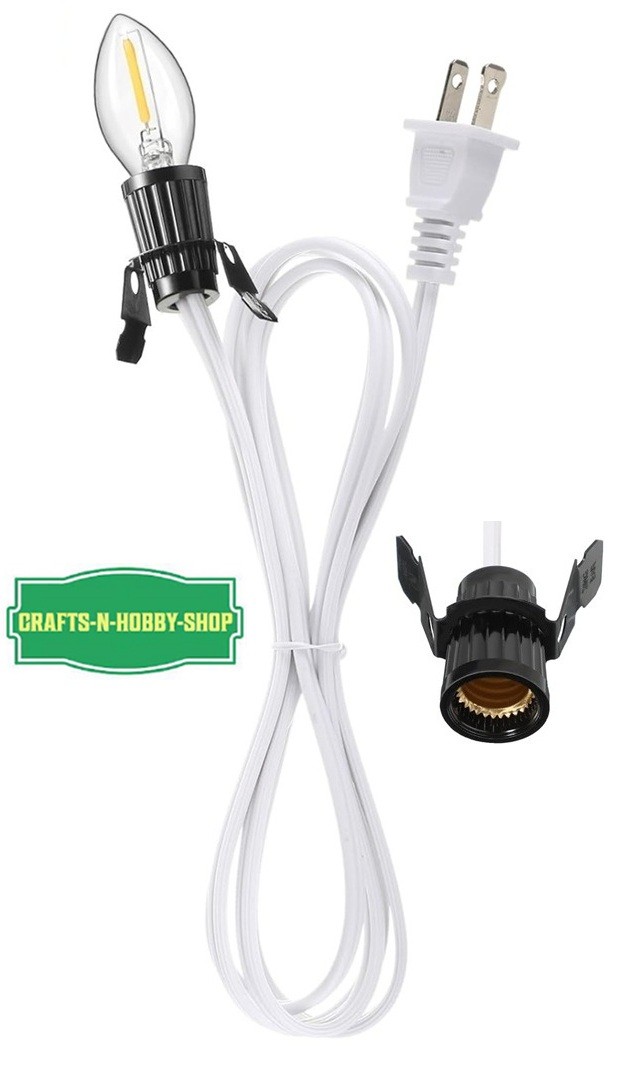 LED Bulb 0.7w Clip in Lamp White Cord for Christmas Salt Lamp Pumpkin E12 Bulb