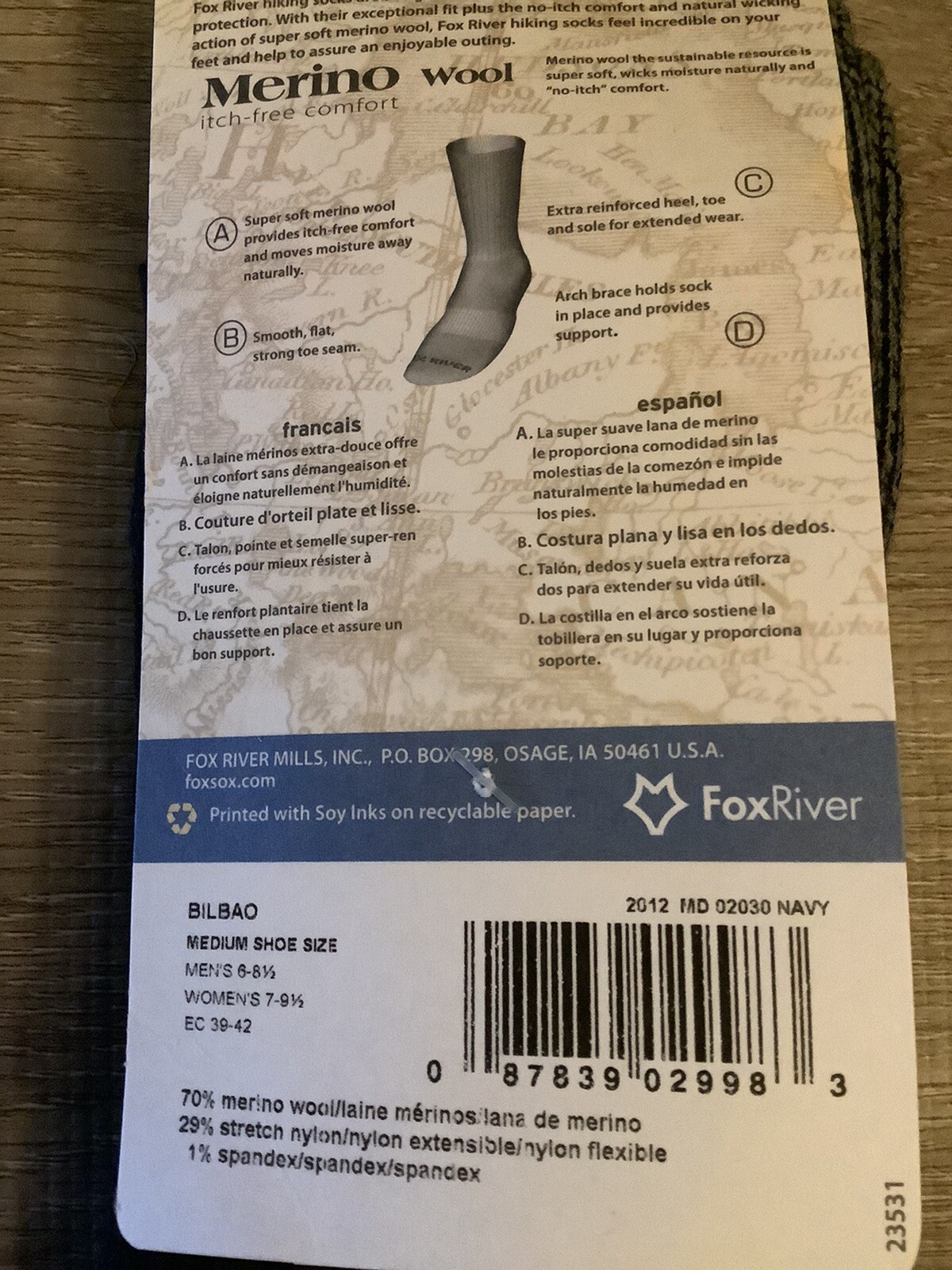 Fox River Bilbao Navy Medium 6-8.5