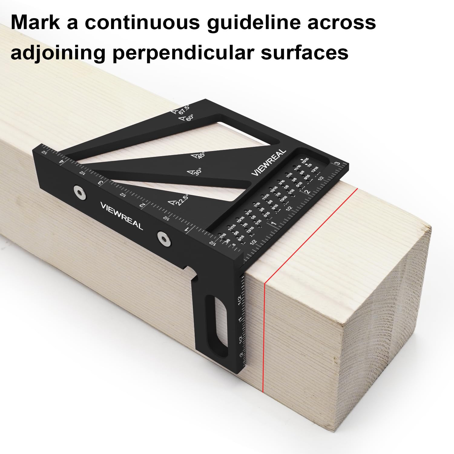 Multi-Angle Measuring Ruler,3D Woodworking Square, 22.5-90 Degree Aluminum Al...