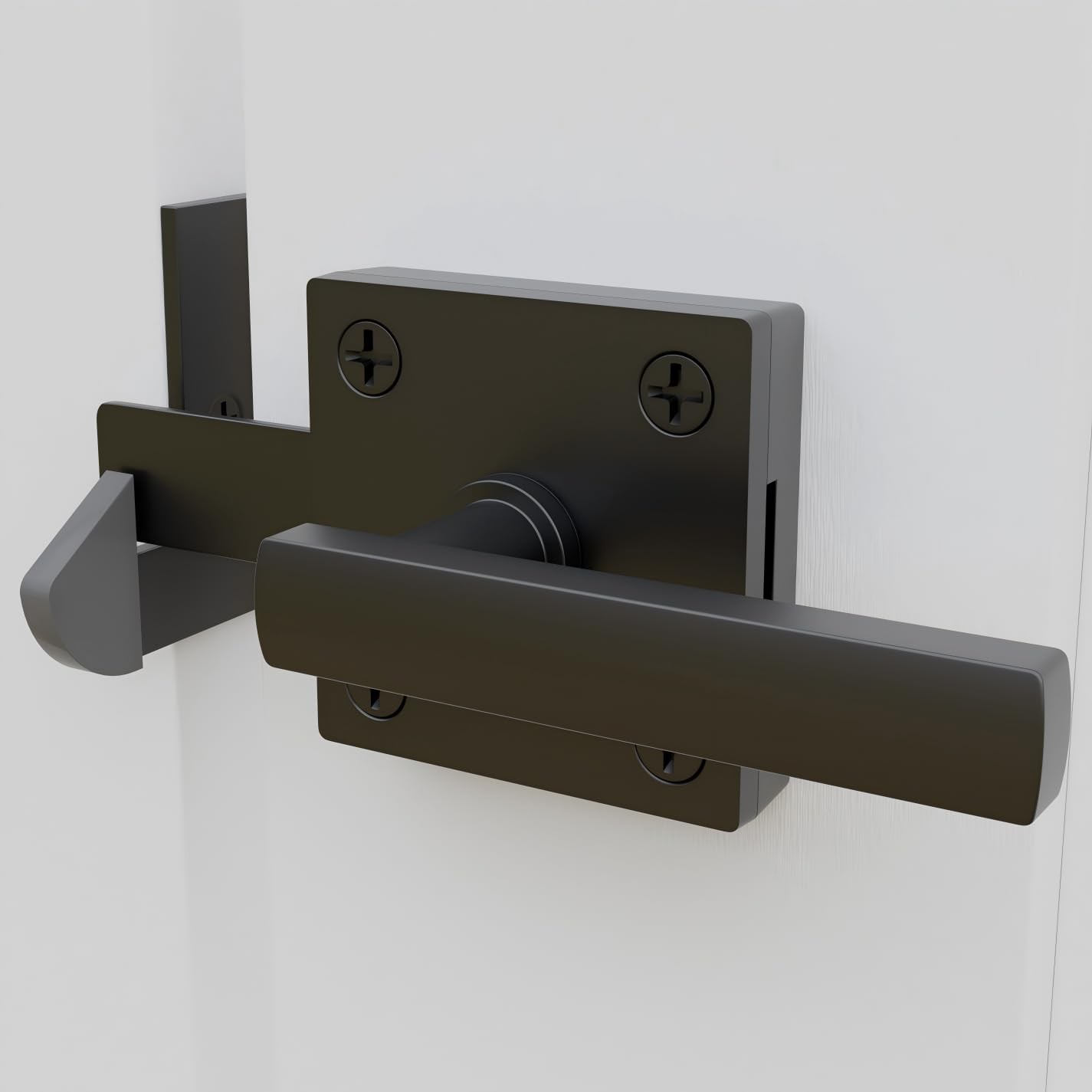 Black Heavy Duty Double Side Gate Latch for Wooden Fence, Self Locking Alumin...