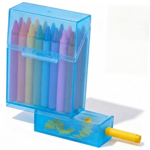 Pcs Plastic Clear Crayon Box With Sharpener Bulk Holds 24 Crayons 1 Blue