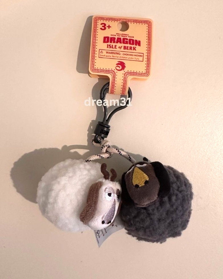 Epic Universe Isle of Berk How to Train Your Dragon Black & White Sheep Keychain