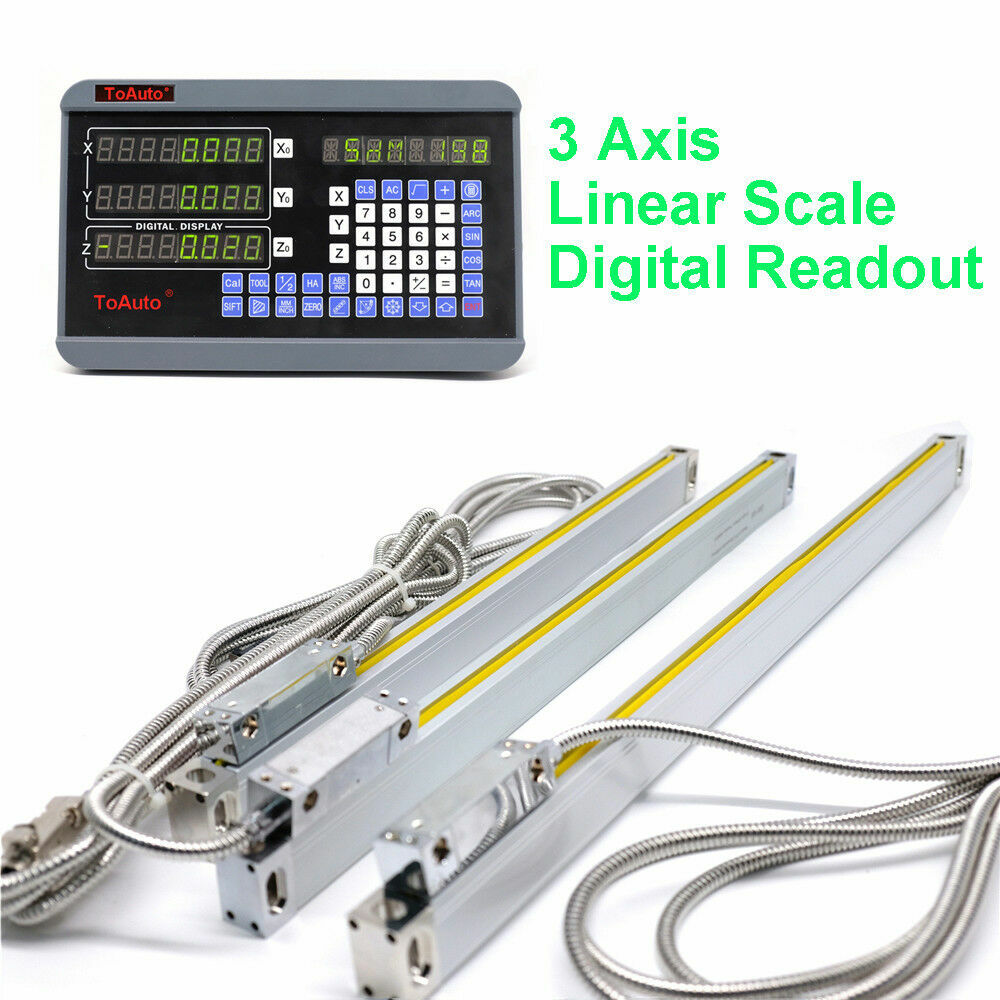 3Axis Digital Readout DRO display 5µm TTL Linear Glass Scale Encoder 6" 12" 24"