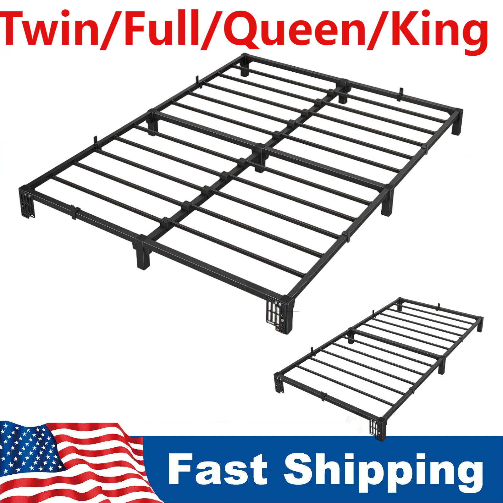 8" Metal Platform Bed Frame Twin Full King Queen Size Sturdy Steel Slat Support