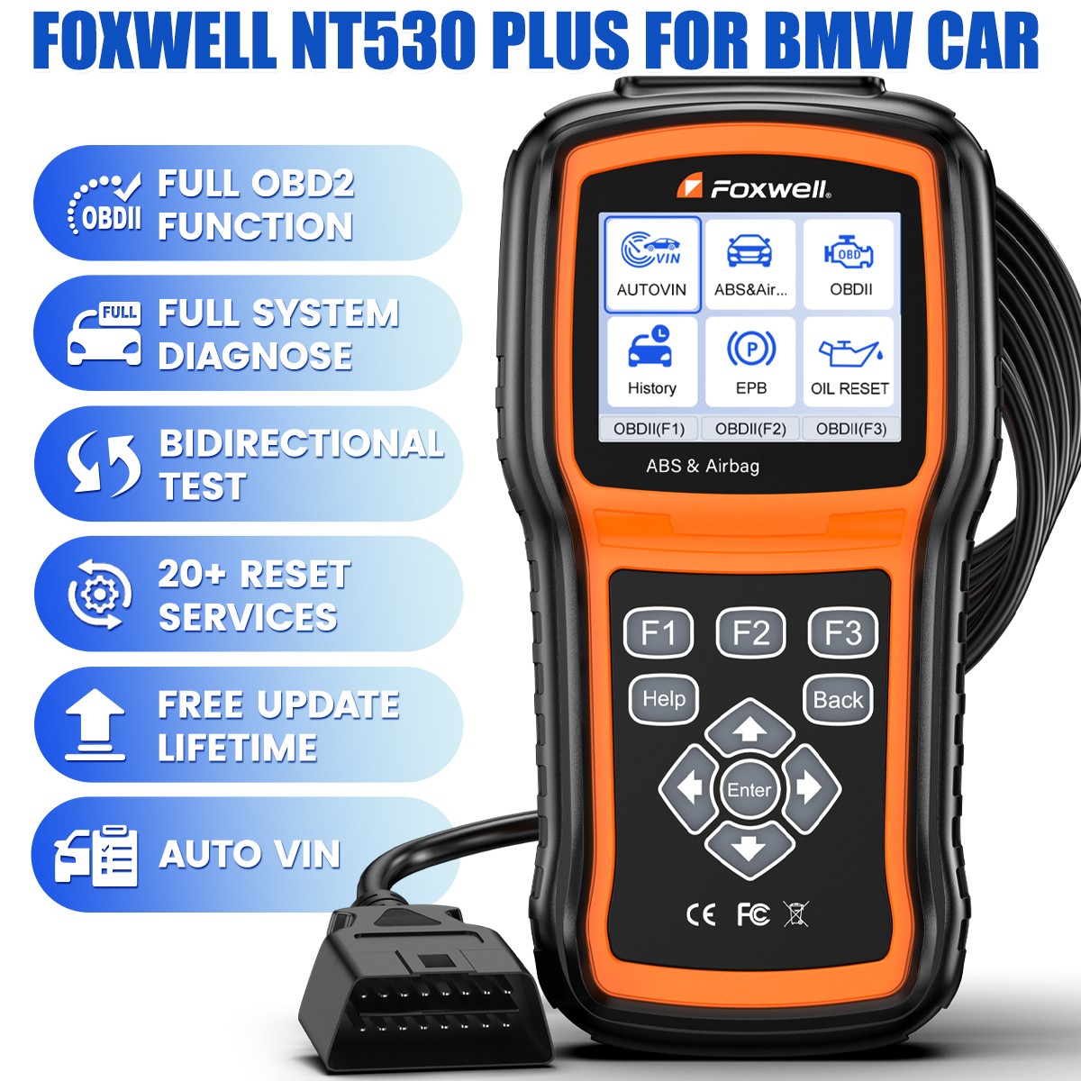 Foxwell NT530 PLUS OBD2 Scan Tool Bi-directional Diagnostic For BMW Mini RR Car
