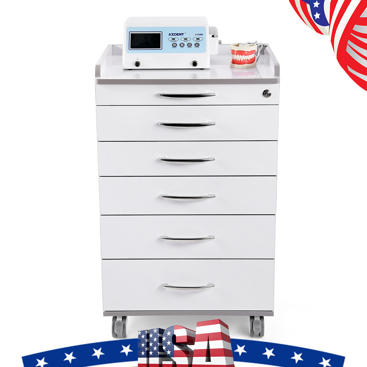 5 layers Medical Dental Trolley Carts Mobile Cart Instrument With 360° wheels