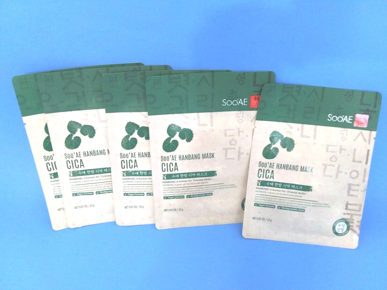 Soo'AE Hanbang Mask Cica Womens Soothing And Calming Set Of 5 Facial Mask NEW