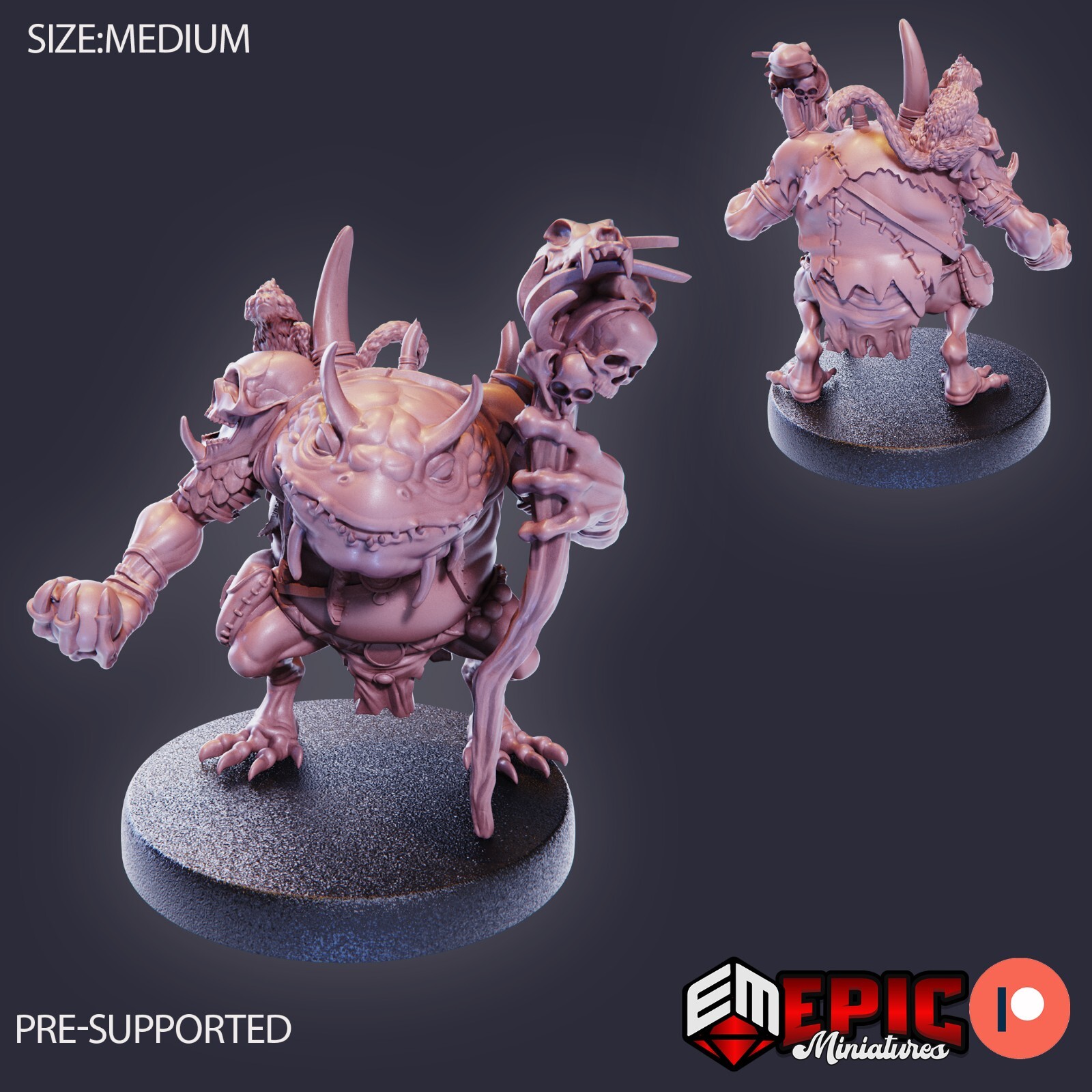 Chaos Toad Shaman A | Epic Miniatures | RPG D&D Pathfinder Wargaming | 25-28mm