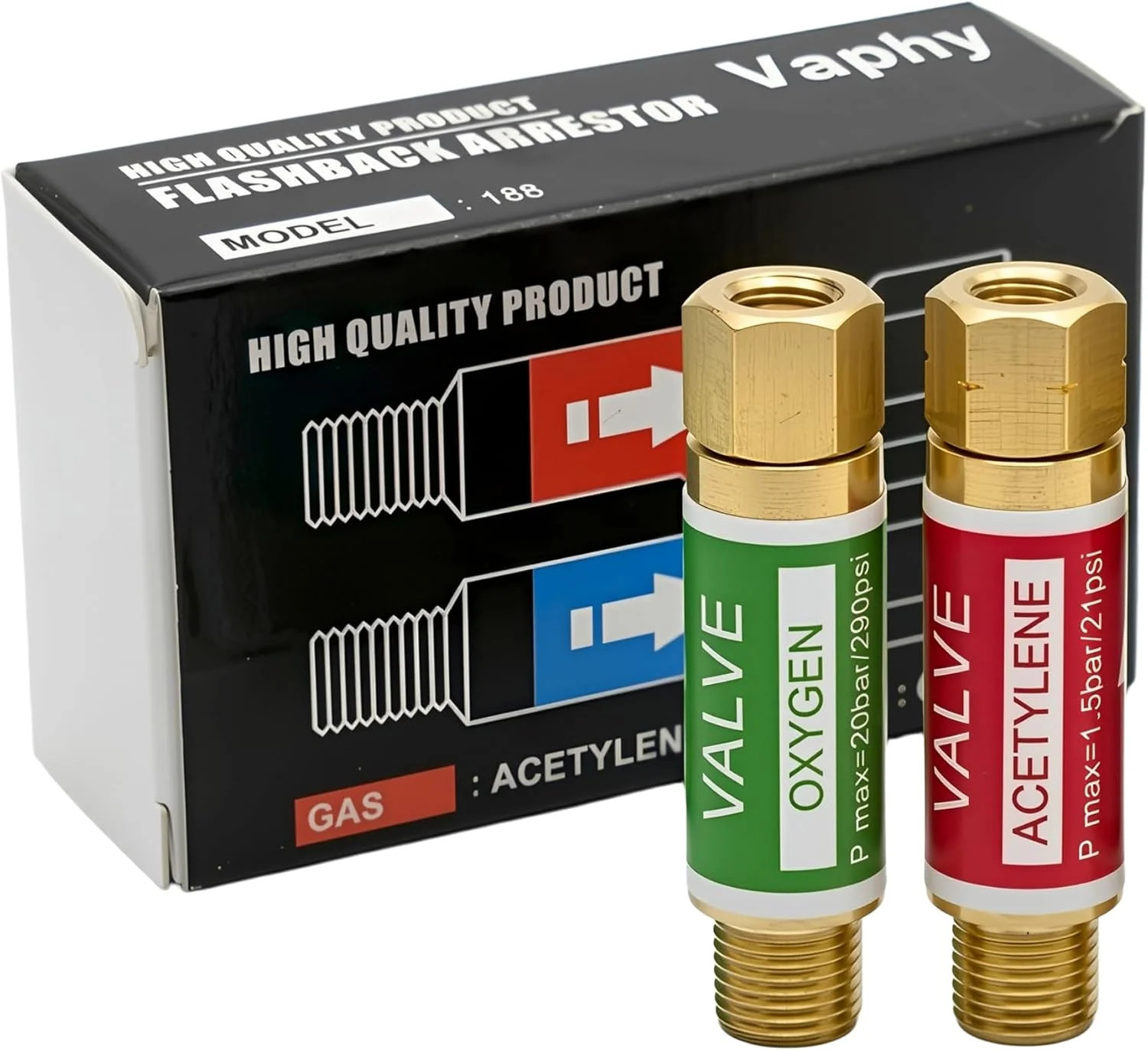 Oxygen Acetylene Flashback Arrestors Set, Torch End