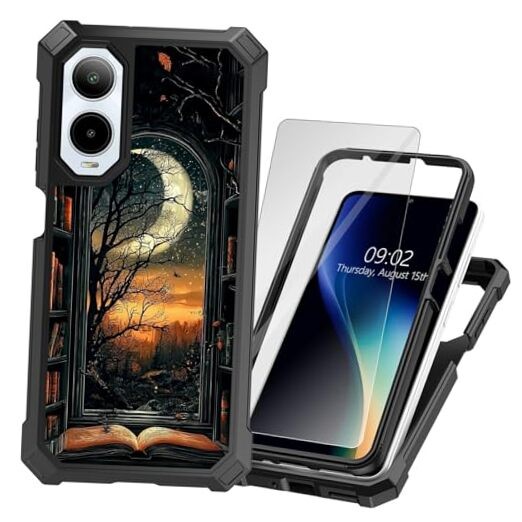 Phone Case for ATT Verge SL219A with for Cricket Icon 6 SL219C Bookshelf Moon