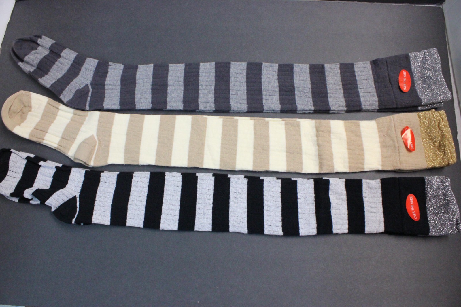 3 Pair's Girls Ladies Women Thigh High Over the Knee Socks Extra Long 22.5" -23"