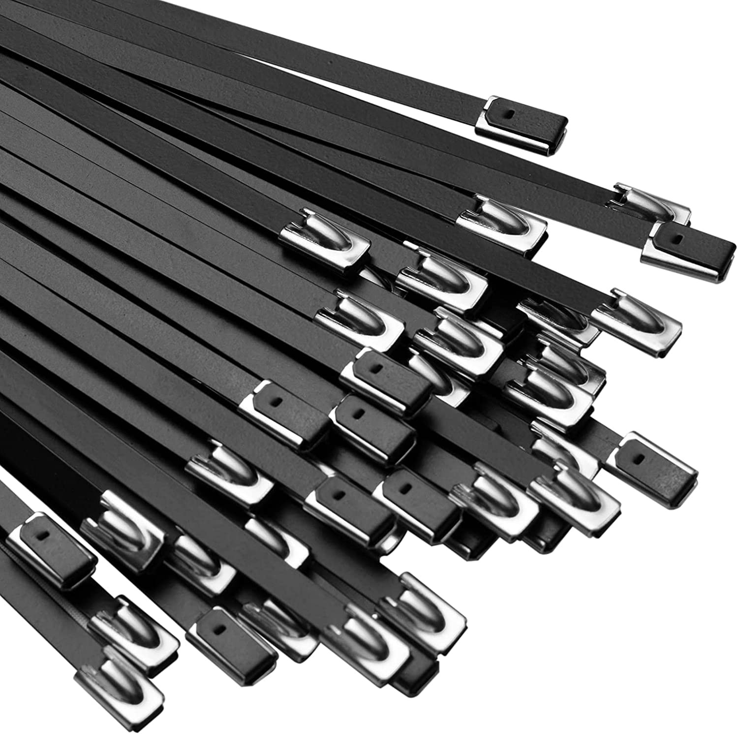 Black Zip Ties Made Of Metal 15.8 Inch Premium Heavy Duty Stainless Steel Wire