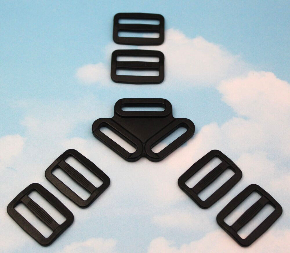 3-WAY 1" WEBBING SPLITTER ~ BLACK ~ PLUS 6 STANDARD ADJUSTERS