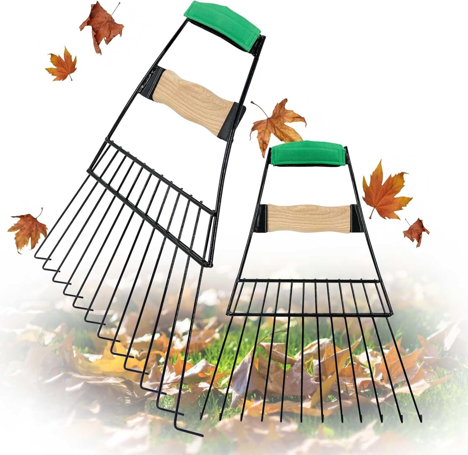 Steel Leaf Scoops, Hand Rakes for Picking Up Leaves, Sturdy Garden Large Leaf Gr