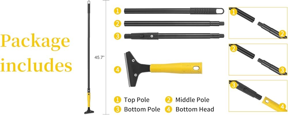 Scraper Tool, Wide Heavy Duty Floor Scraper. Long Handle,