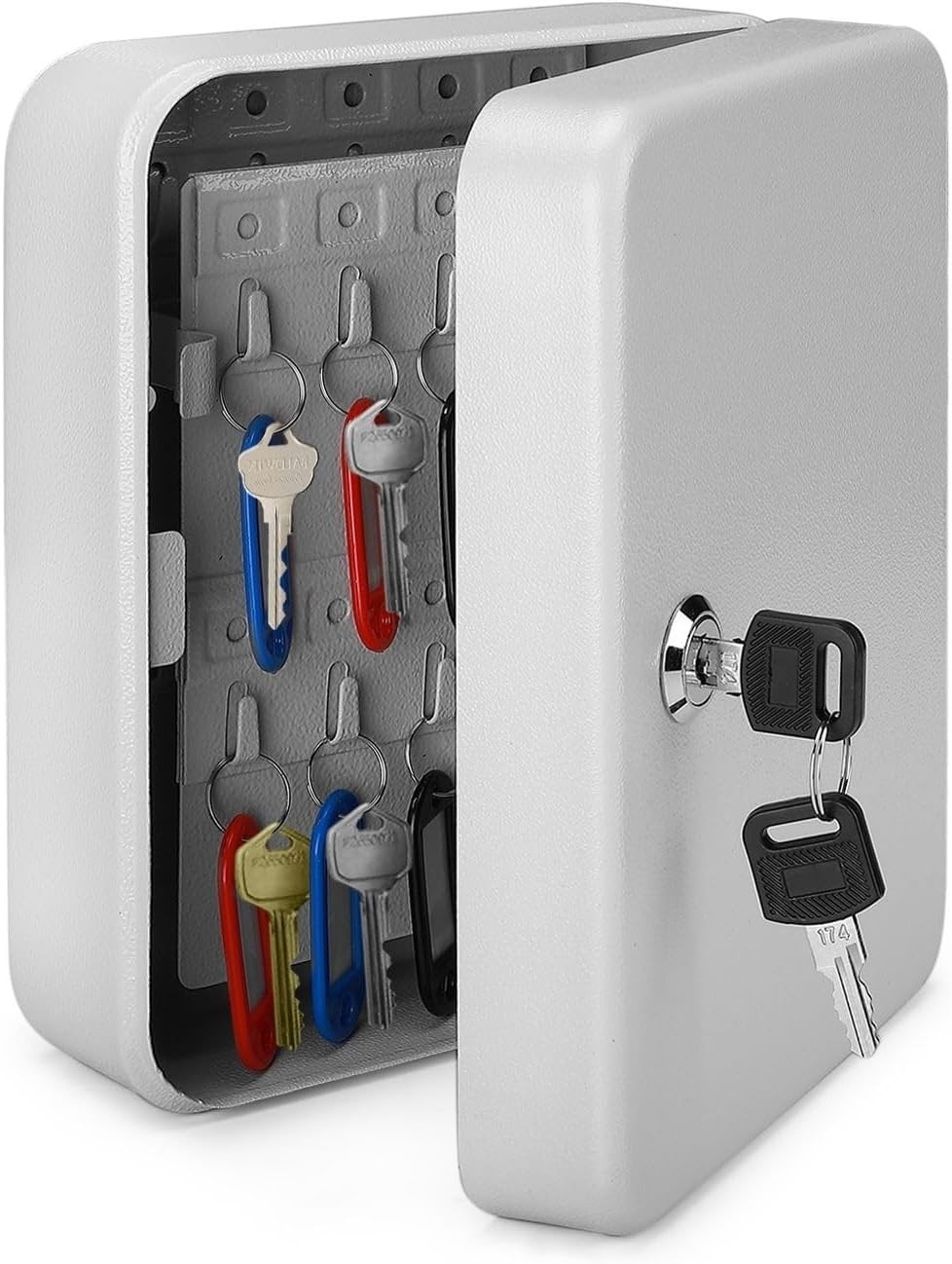 Wall-Mount Key Box Organizer - 40 Capacity Lock Box with Code Security