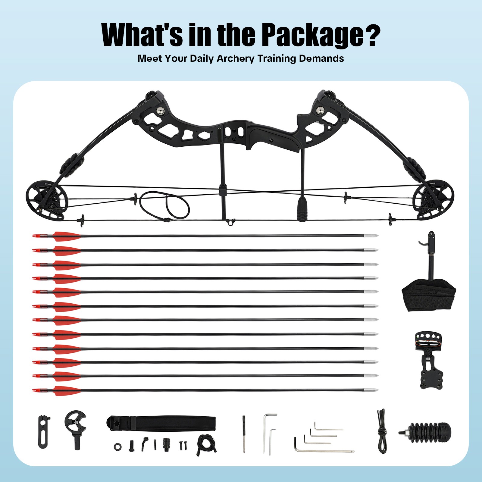 Black Archery Hunting Compound Bow Kit Beginner Archery Tool Right-Hand 30-60lbs