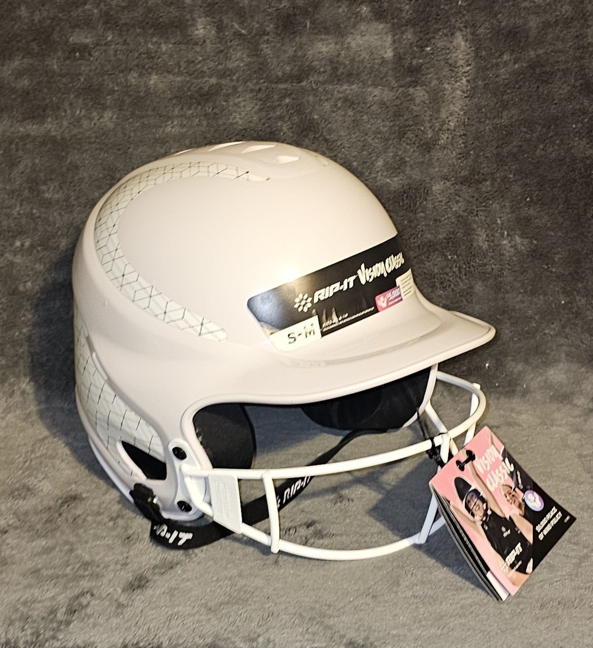 Rip-IT  Women's Vision Classic Softball Batting Helmet S-M White Mask Chin Strap