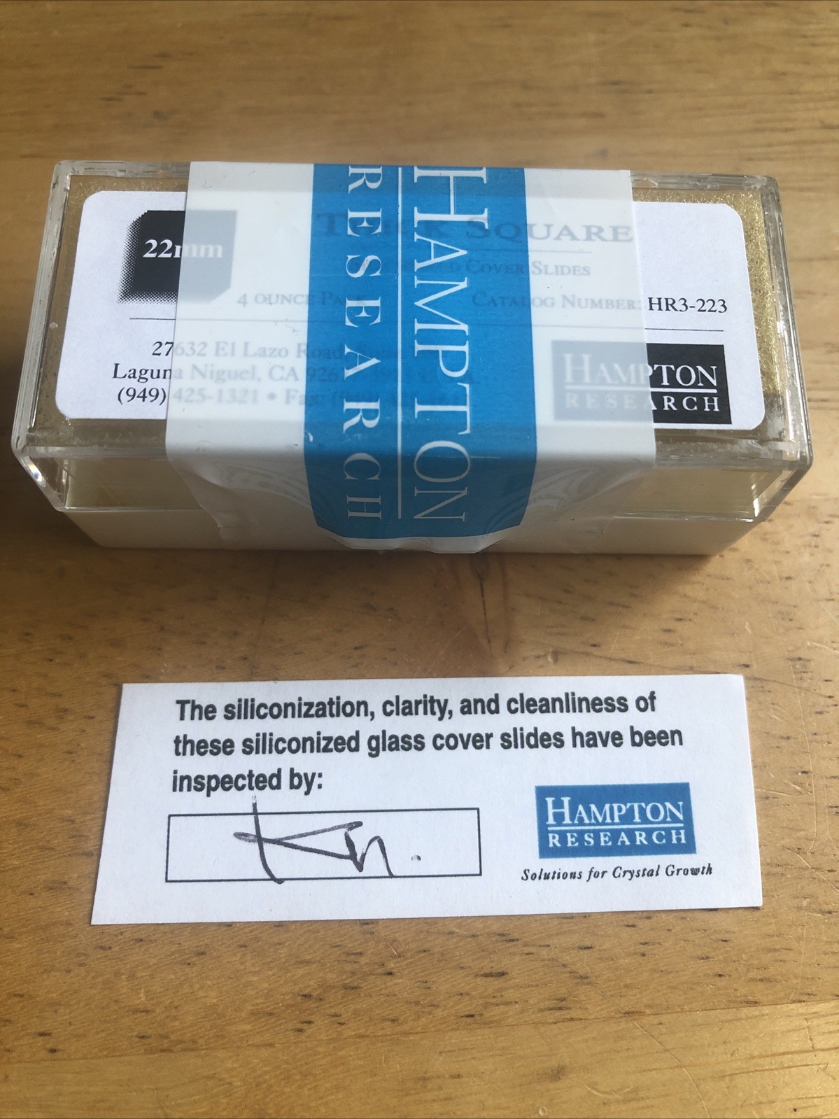Hampton Research HR3-223 22mm Thick Siliconized Square Cover Slides Hanging Drop