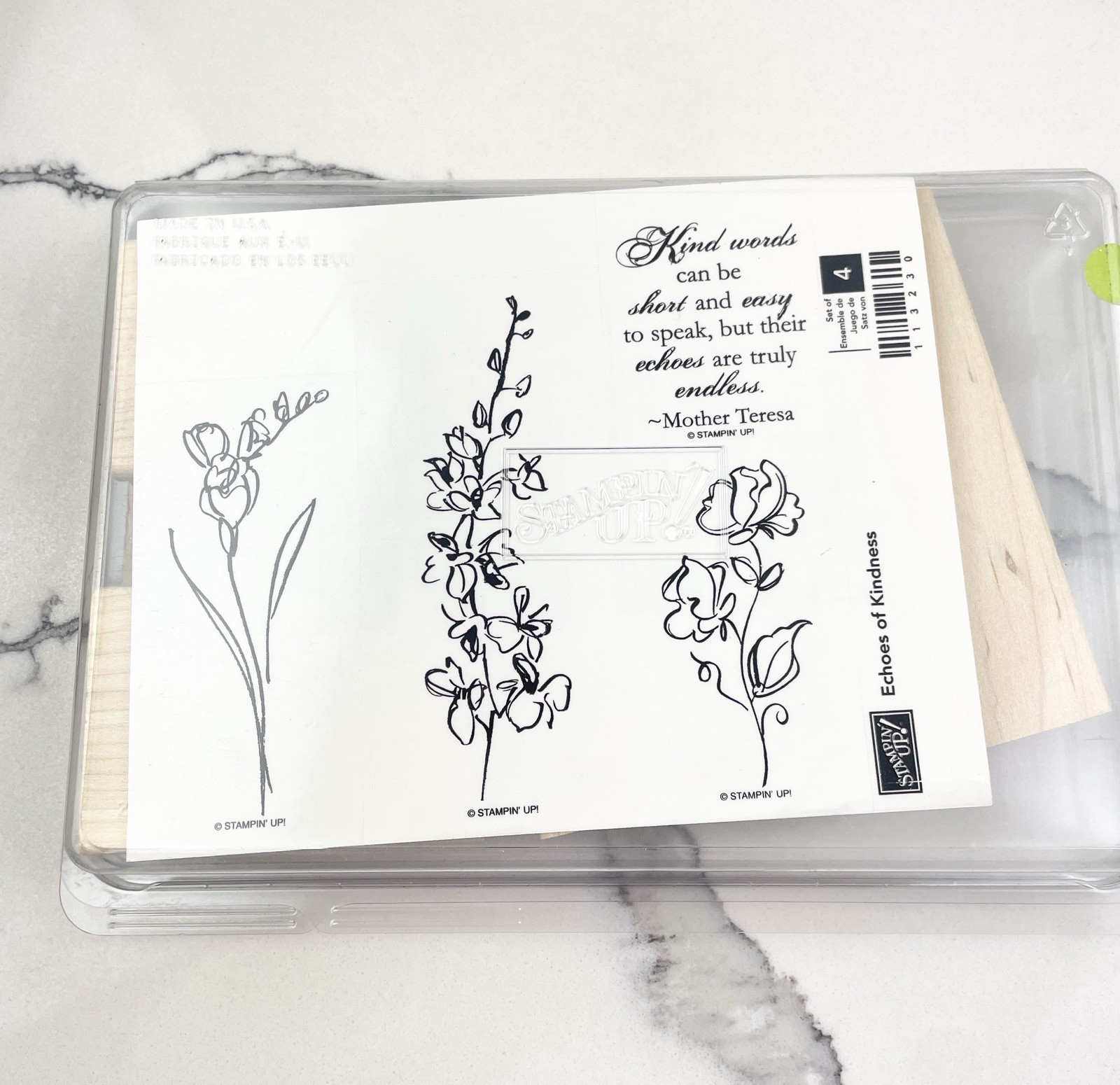 Stampin Up Echoes Of Kindness Floral Wood Rubber Stamp Set New
