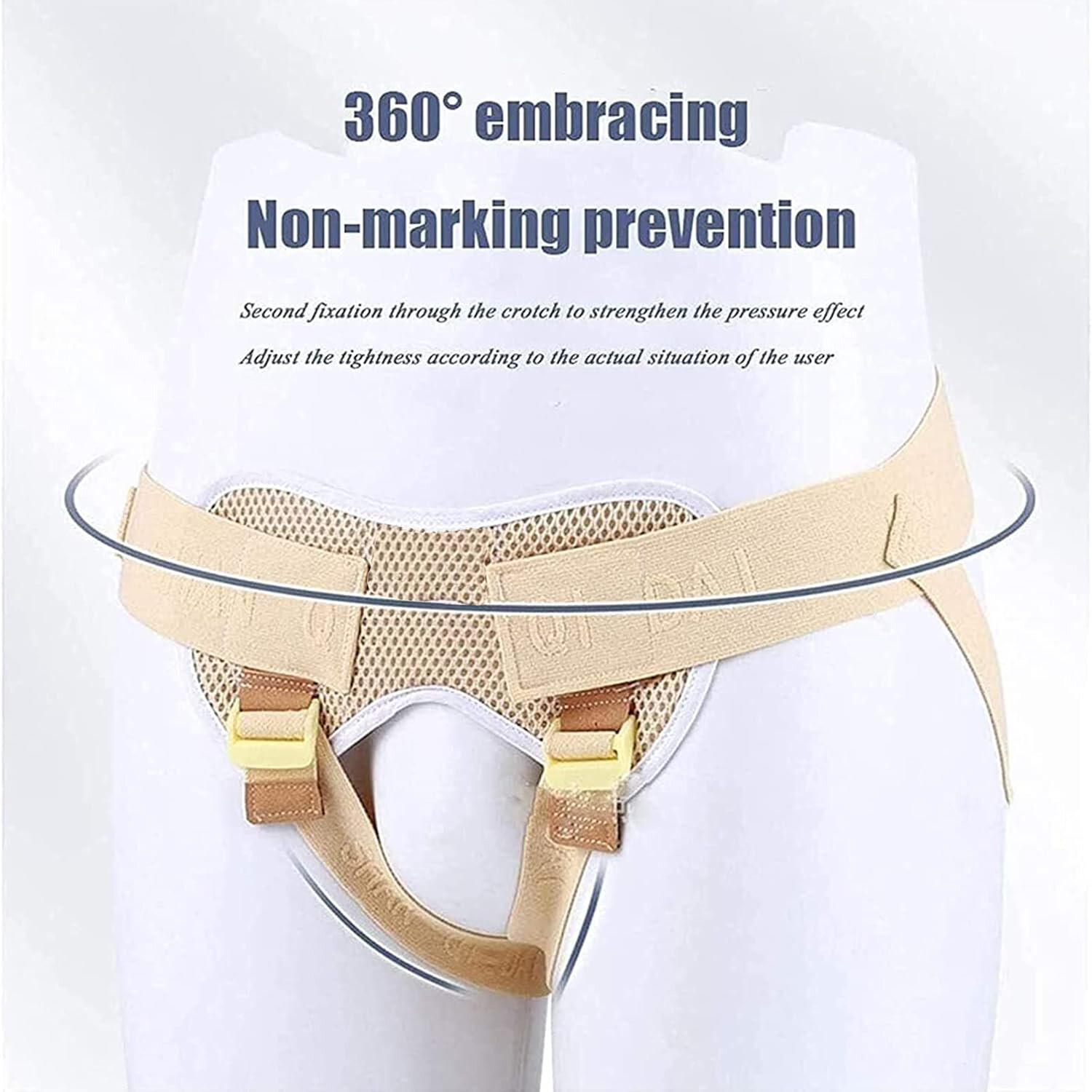 Inguinal Hernia Support Belt Double Adjustable with 4 Removable Compression Pad