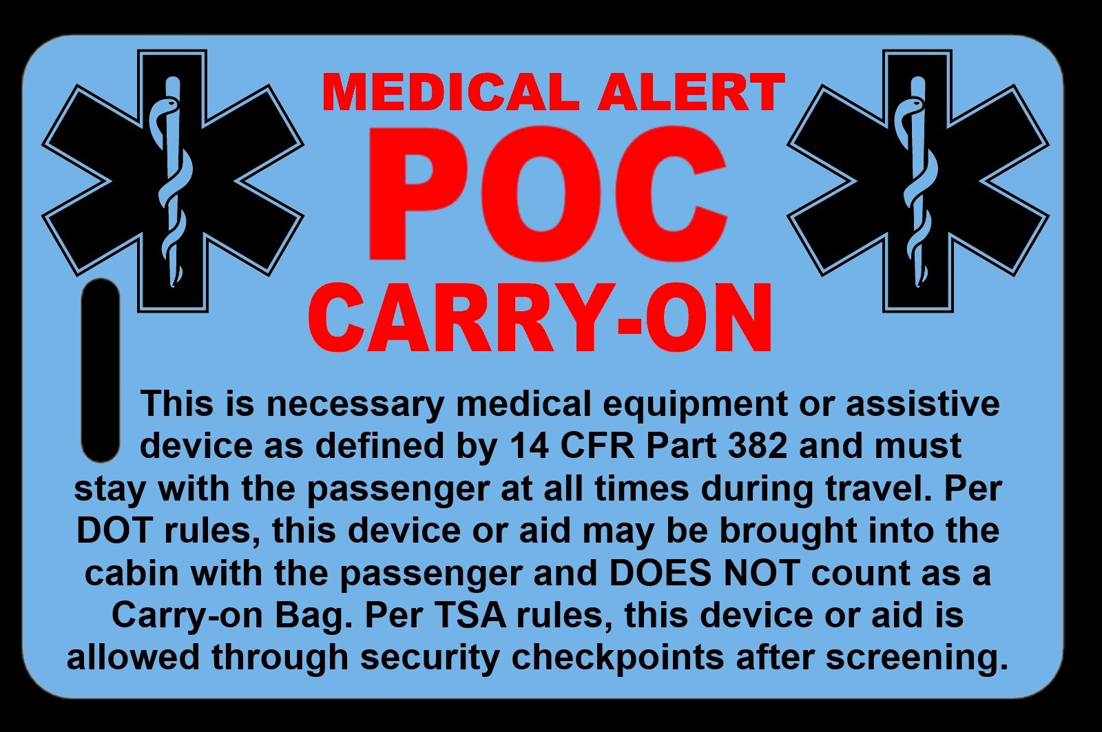 Sky Blue Carry-On POC Bag Tag
