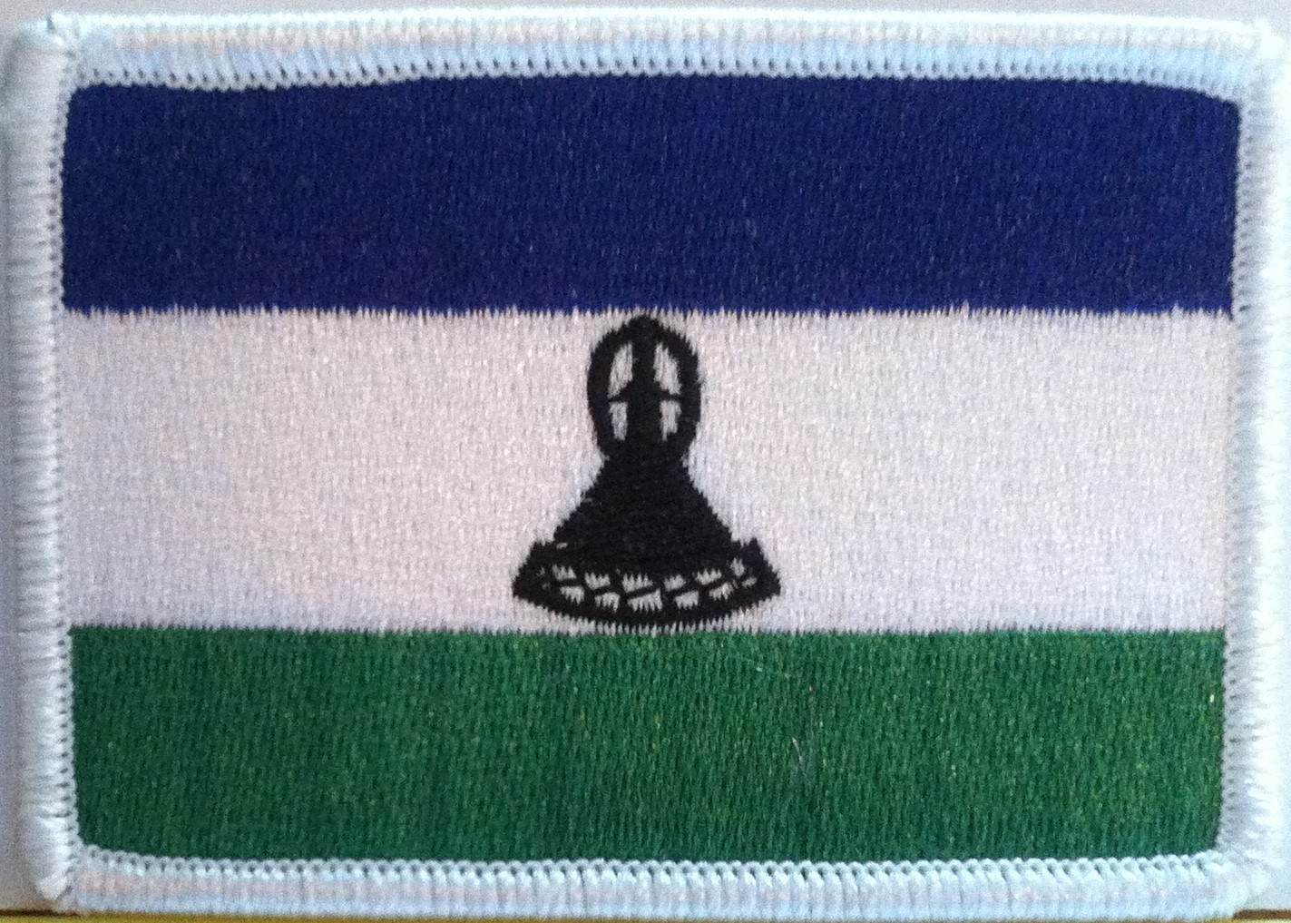 LESOTHO Flag BIKER Iron-On Patch  Emblem White Border