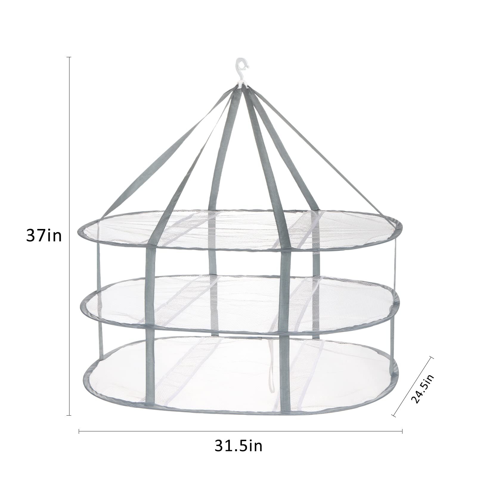 3-Tier Folding Mesh Clothes Dryer Large Sweater Drying Rack for Laundry Use