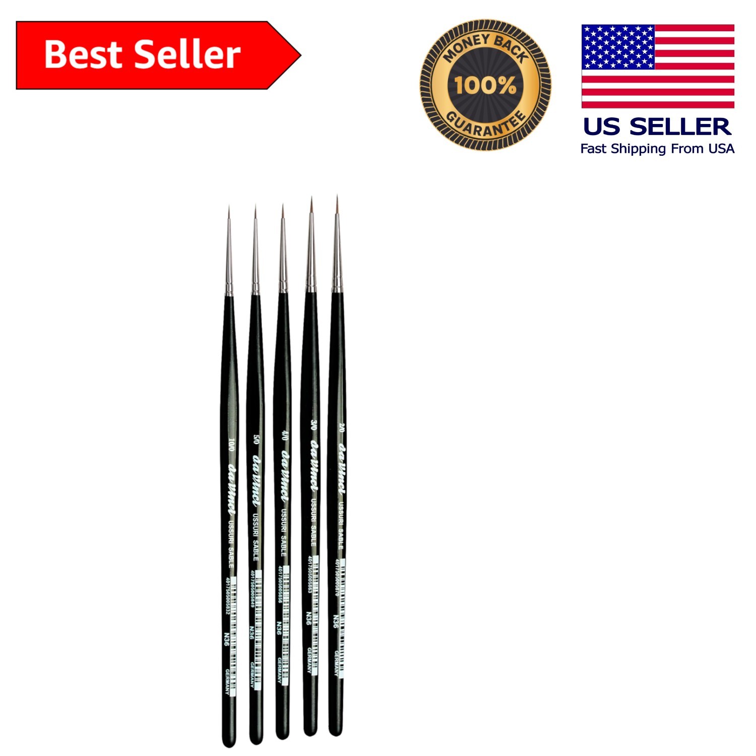 Professional Miniature Detail Paint Brushes - Russian Red Sable, Eco-Friendly