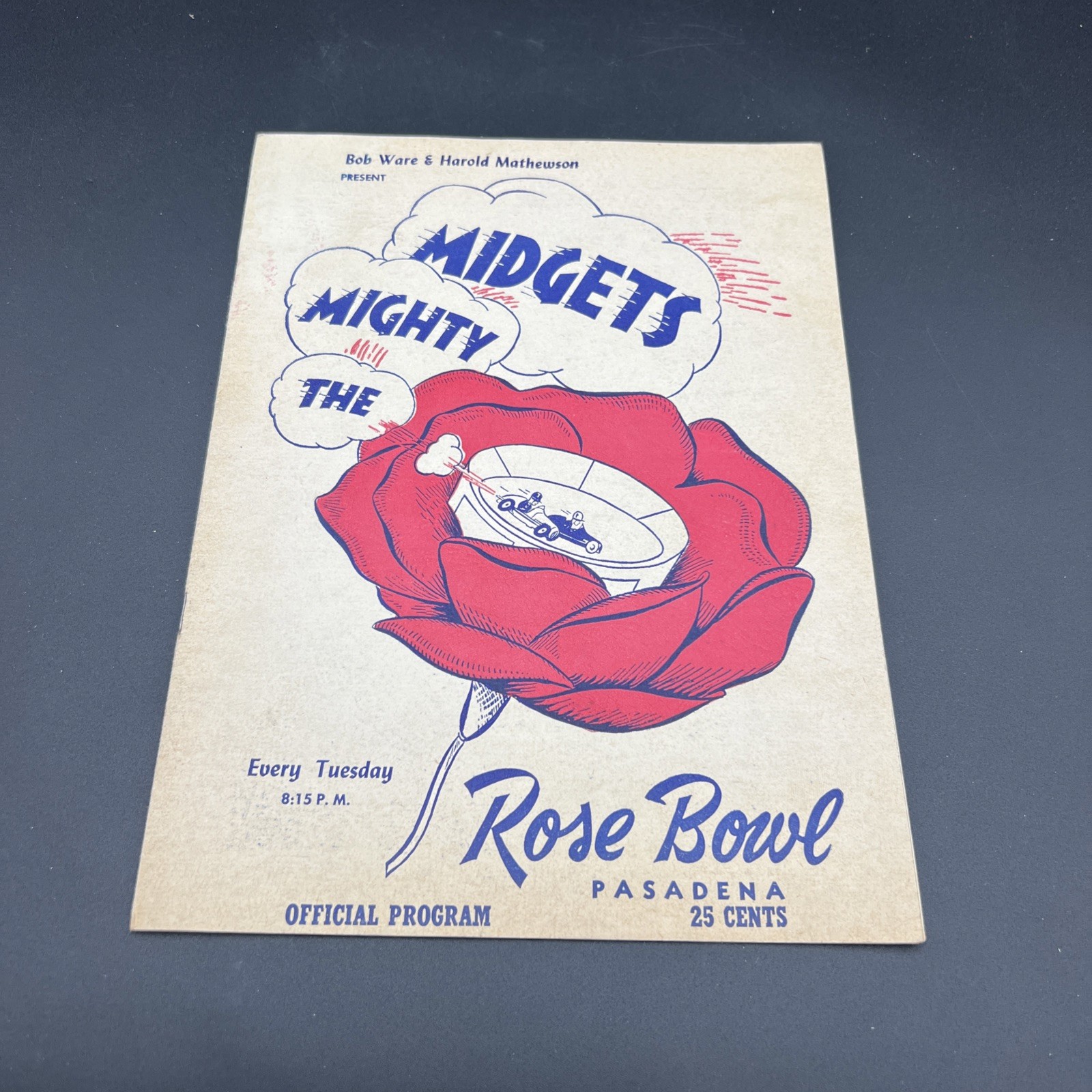 Vtg 1947 THE MIGHTY MIDGETS Auto Race Rose Bowl Speedway Pasadena Program